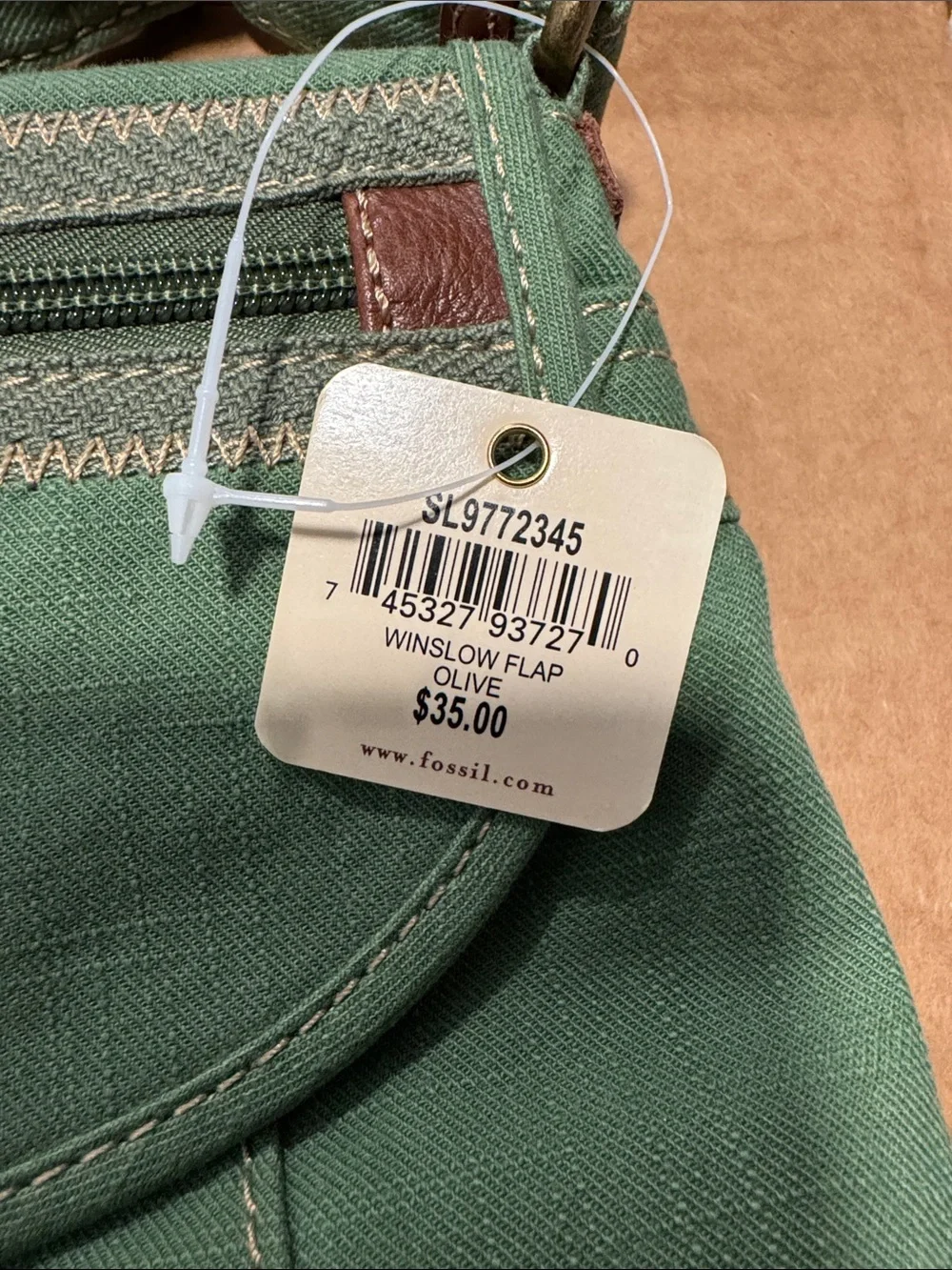 Fossil Olive Green Canvas WinslowFlap Olive Green Crossbody